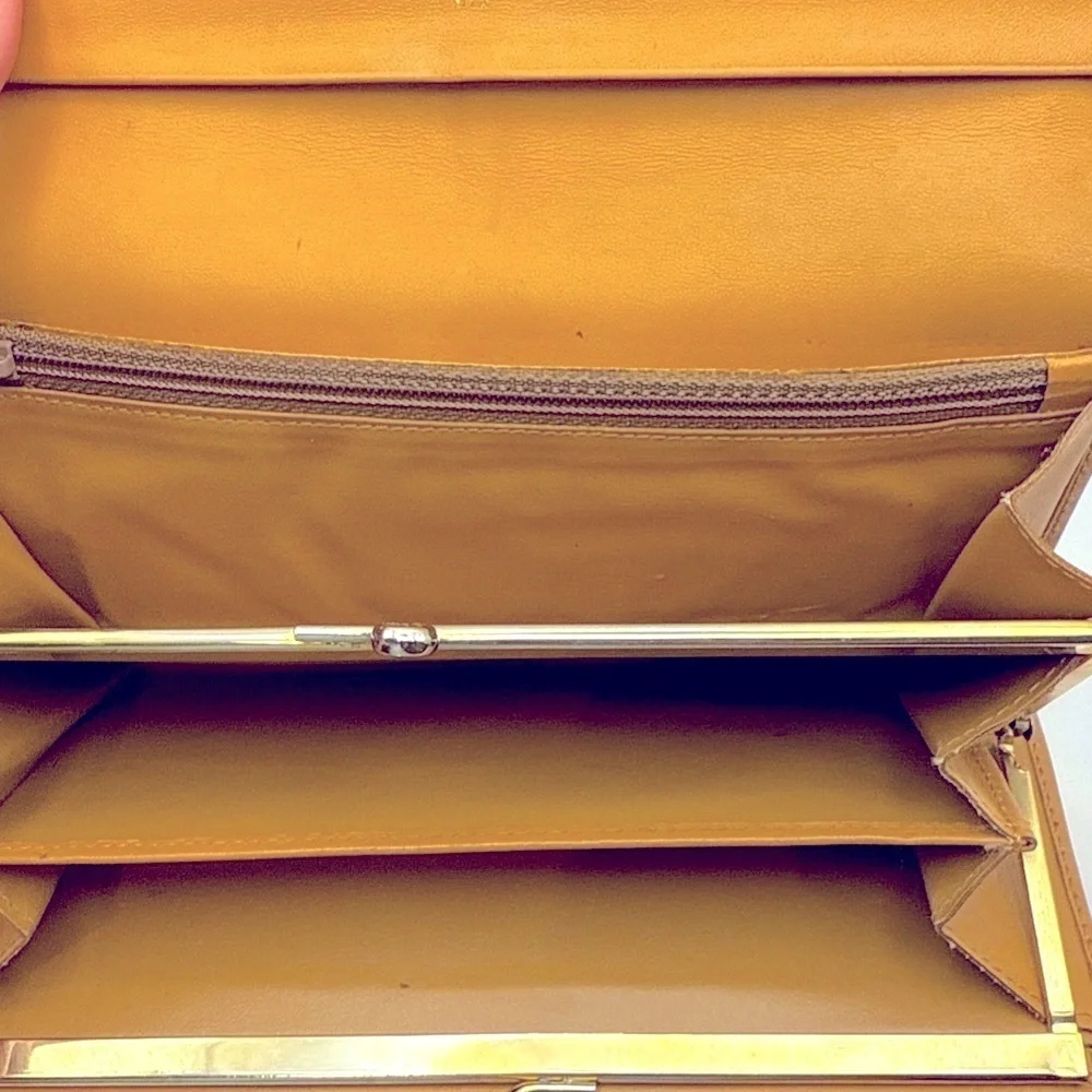 CELINE Macadam Pattern Leather Long Wallet Tan Brown
